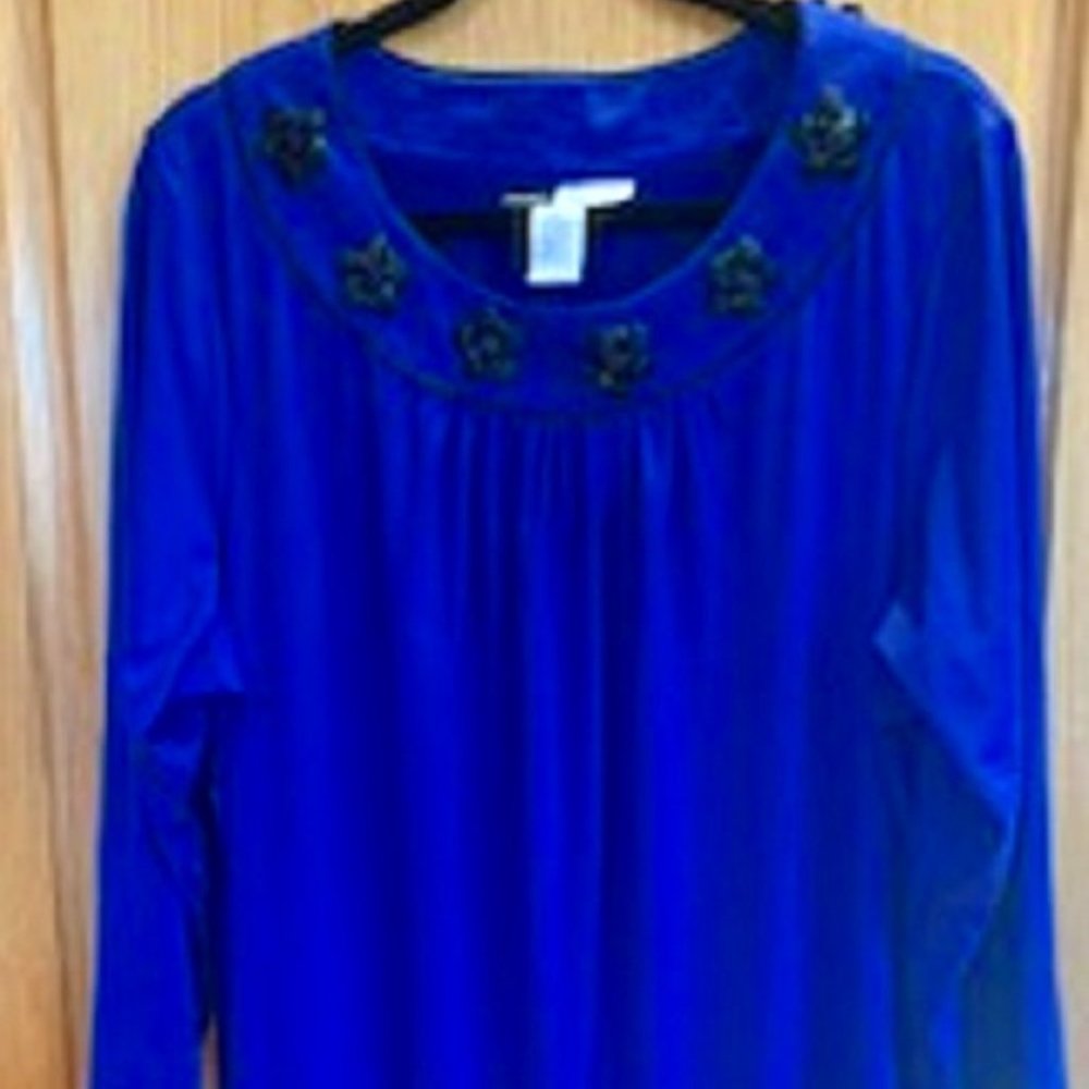 NWOT Women Chloe Dao Simply Line Pullover Royal Blue Beaded Dress Sz:XL